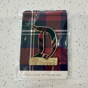 New Plaid VIP Tours Enamel Pin Disneyland Iconic "D" Logo